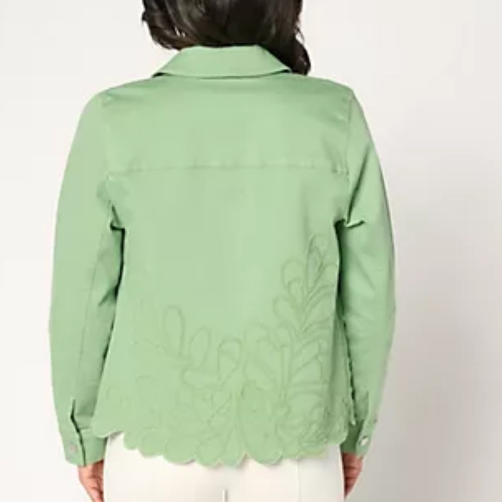 NWT Susan Graver Color Denim Jacket with Soutache (size L) - Picture 2 of 10